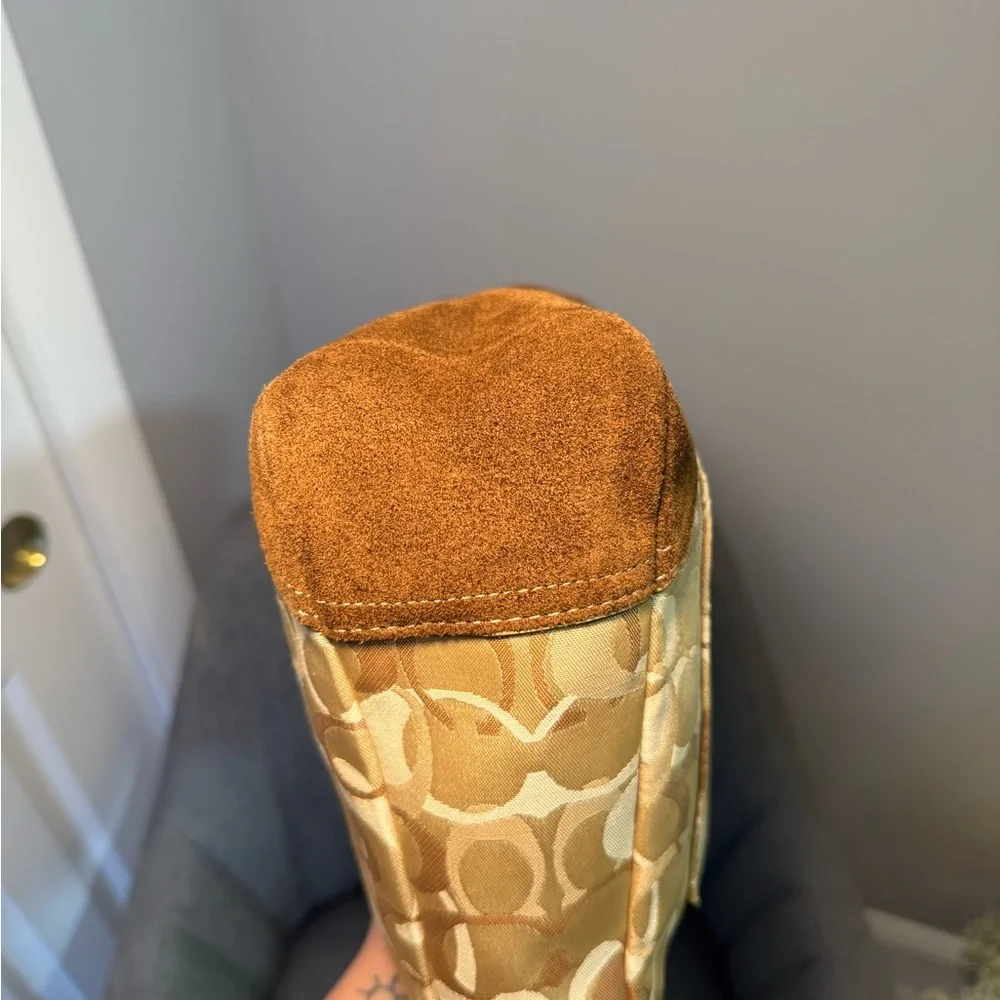 Coach Chelsea Hobo 10143 Signature Bag —Suede Trim, Satin Scarf,Original Hangtag - Picture 8 of 11